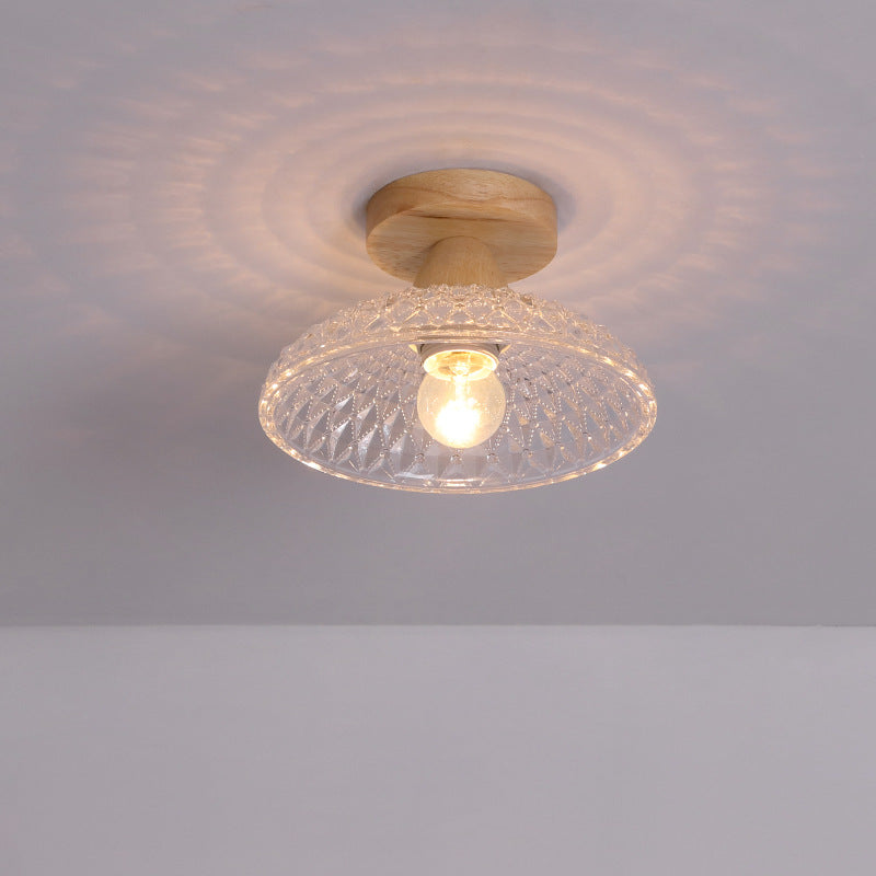 Japanese Minimalist Log Glass Ceiling Light