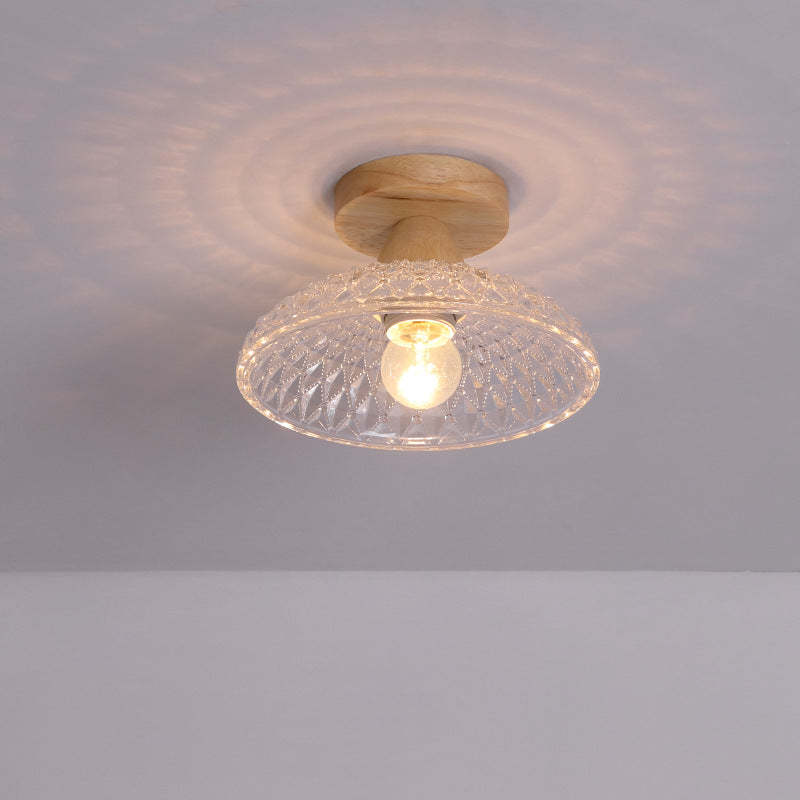 Japanese Minimalist Log Glass Ceiling Light