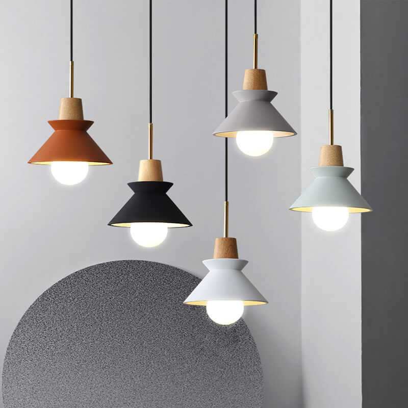 Nordic Macaron Wood Cement Pendant Light