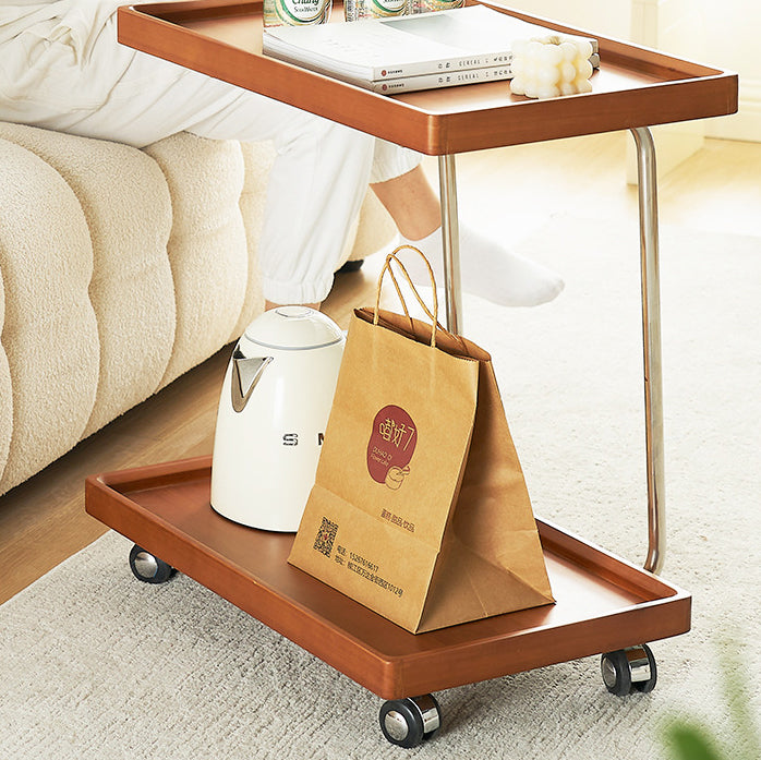 Wood metal wood wheeled end & side tables - minimalist