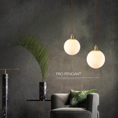 Nordic Minimalist Milky Glass Ball Pendant Light