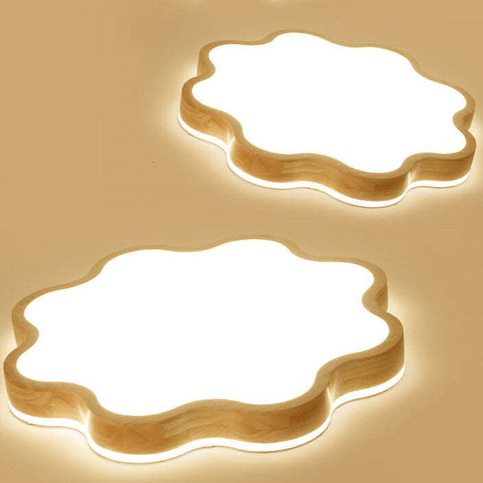 Nordic Flower Wooden LED Flush Mount Light