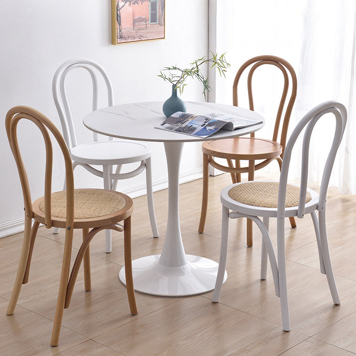 Chinese Wood Rattan Four-Leg Dining Chair