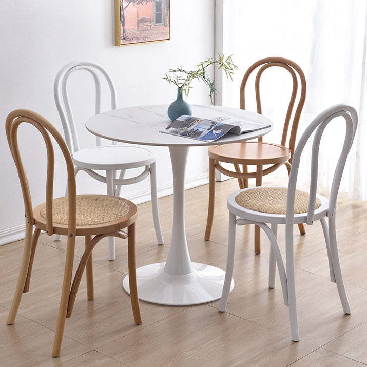 Chinese Wood Rattan Four-Leg Dining Chair