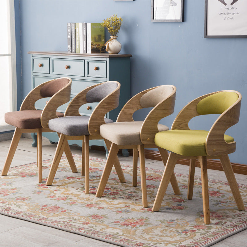 Minimalist Fabric Wood Dining Chair