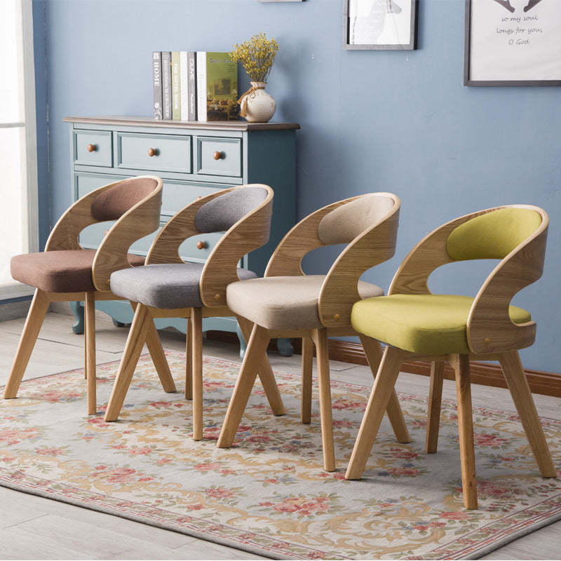 Minimalist Fabric Wood Dining Chair — Green