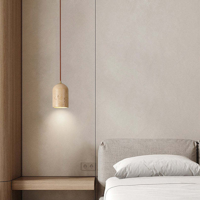 Scandinavian Half Orb Travertine Oak Pendant Light