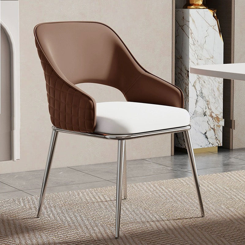 Scandinavian Leather Metal Dining Armchair