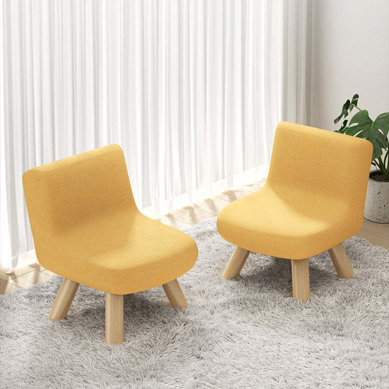 Minimalist Square Linen Solid Wood Chair — Light Green