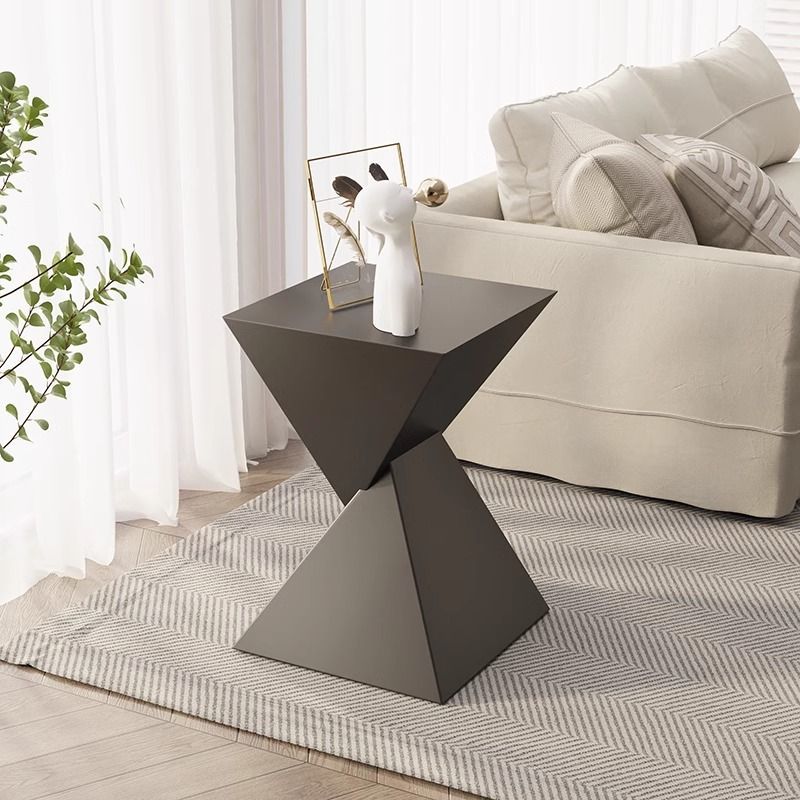 Minimalist funnel end black end & side tables in metal