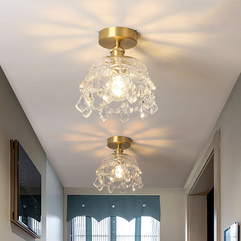 Modern Art Deco Brass 1-Light Ceiling Light