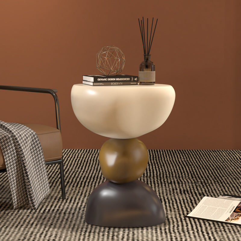 Minimalist Stone Resin Coffee Table — Cream Color