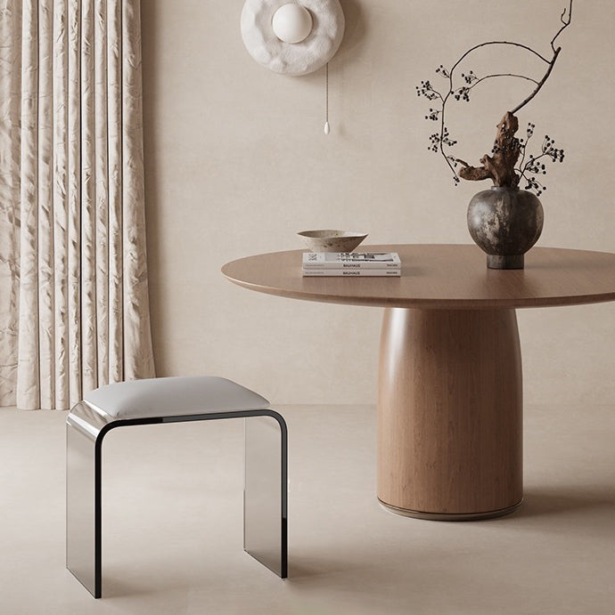 Minimalist Acrylic Leather Vanity Stool