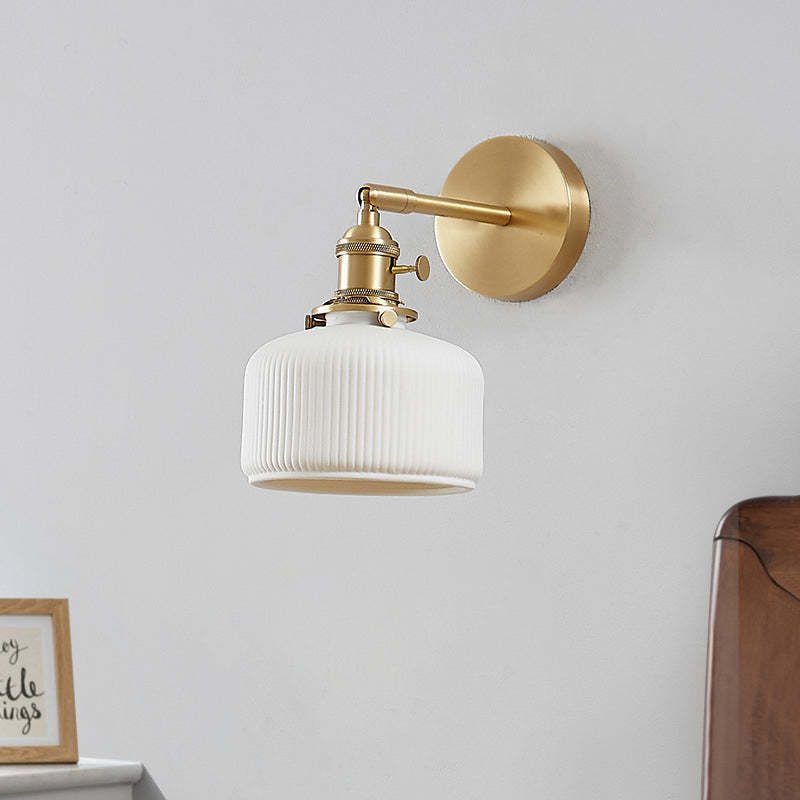 Minimalist Striped Ceramic Jar Sconce