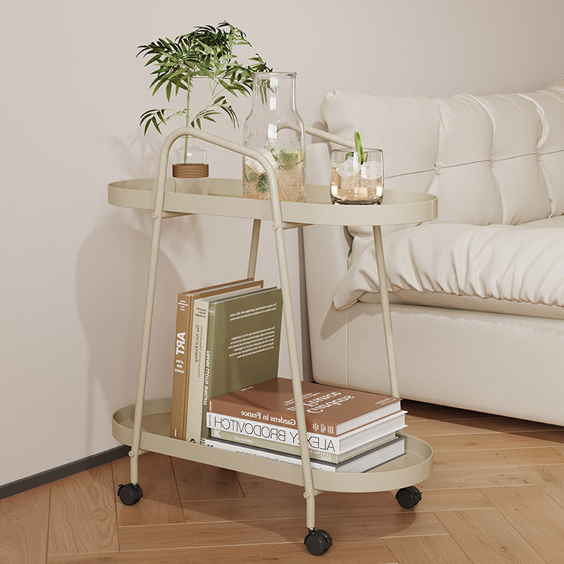 Minimalist Long Oval Iron 2-Tier End Table