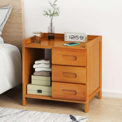 Minimalist Bamboo 1/2-Drawer Nightstand — A - 1 Drawer - Original Wood Color