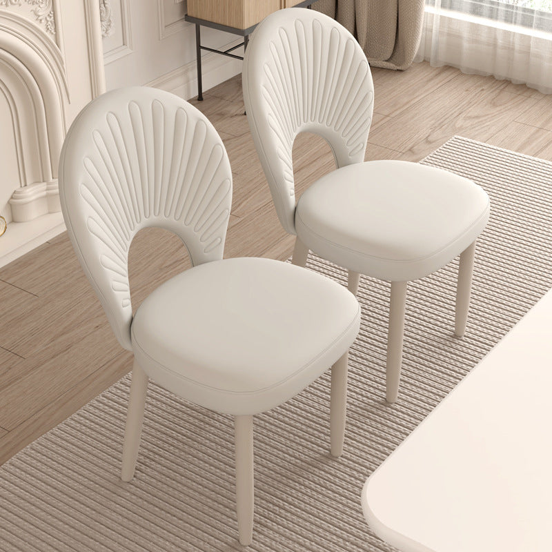 Minimalist Half-Round PU Leather Iron Dining Chair — Gray