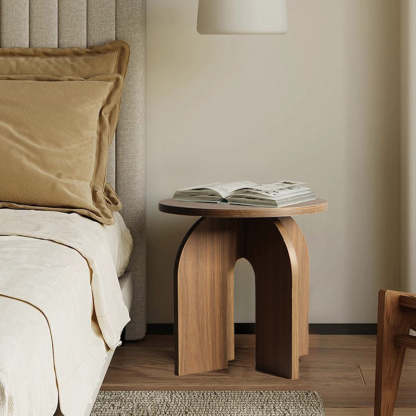 Vintage Geometric Solid Wood Side Table