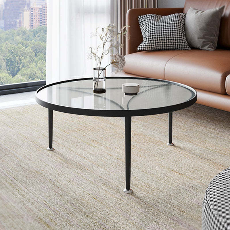 Nordic round 3-leg iron coffee tables — Clear Glass / Black