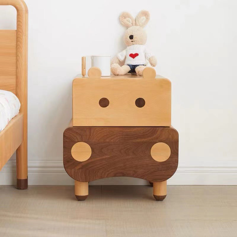 Kids Bear Wood 1-Drawer Nightstand