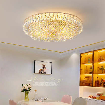 Modern Circle Iron Crystal 4/6/8/10-Light Flush Mount
