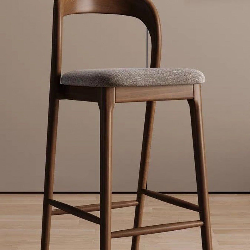 Minimalist Leather Wood Bar Stool