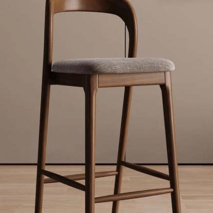 Minimalist Leather Wood Bar Stool