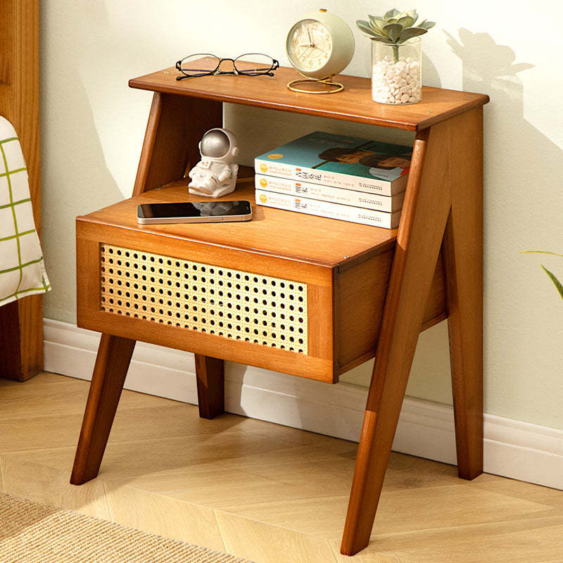 Contemporary Rectangular Wood 1-Drawer End Table