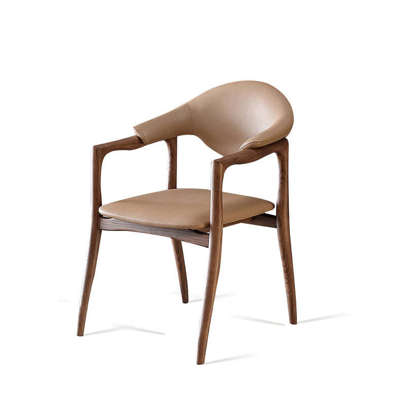 Contemporary Wood Leather Armchair