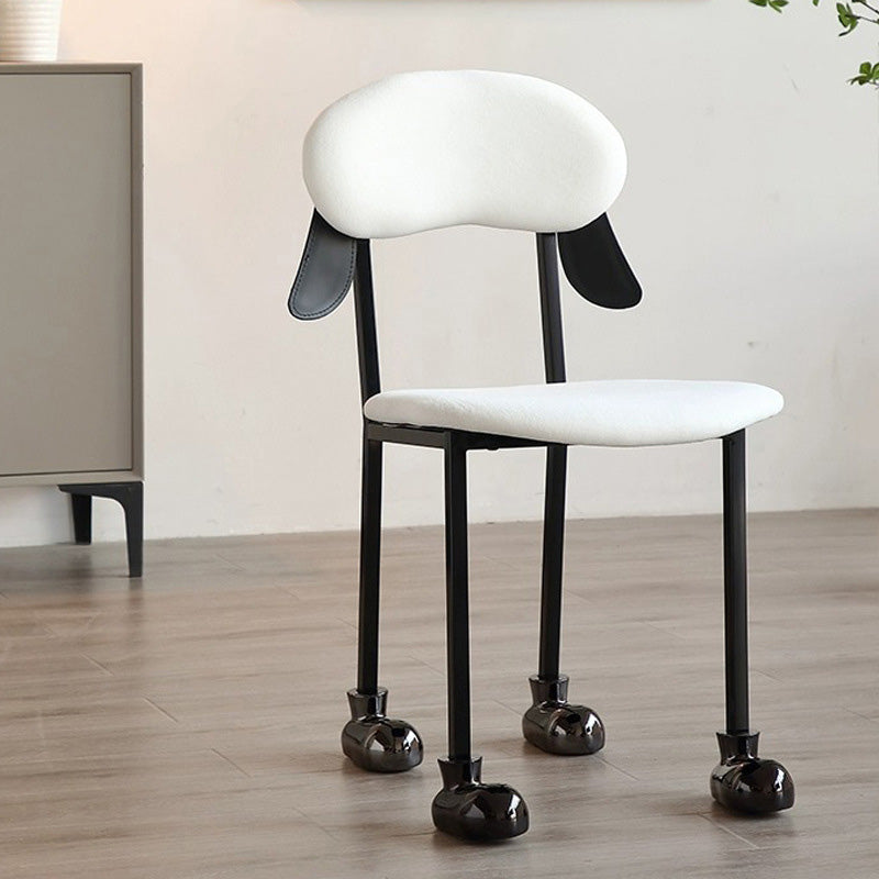 Contemporary Puppy Velvet Stainless Steel Open-Back Chair