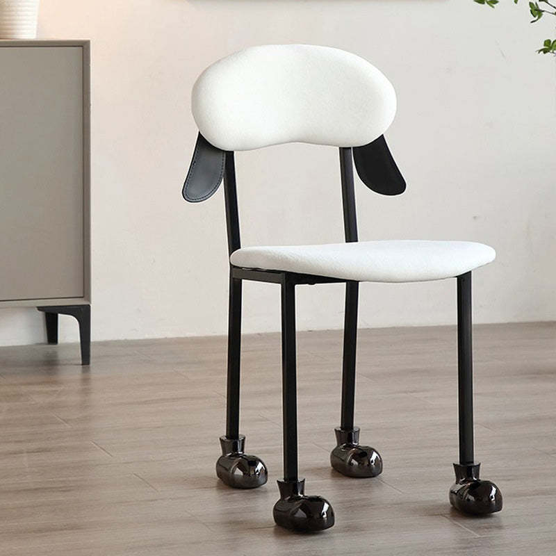 Contemporary Puppy Velvet Stainless Steel Open-Back Chair