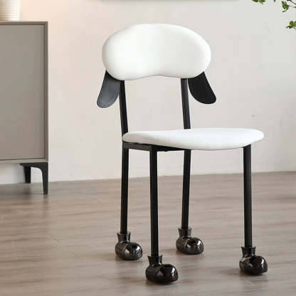 Contemporary Puppy Velvet Stainless Steel Open-Back Chair