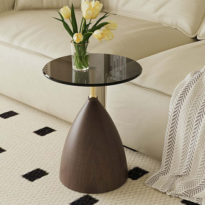 Minimalist Cone Glass Steel End Table