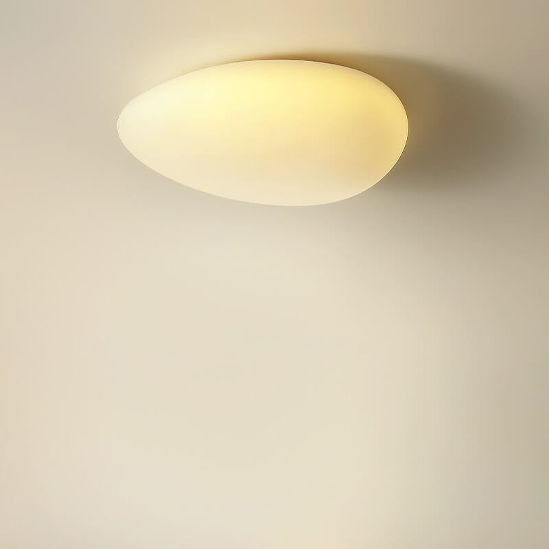 White nordic shade cobblestone flush mount lighting — 11.81" L x 10.63" W x 3.35" H / 220V-240V (UK/AU)