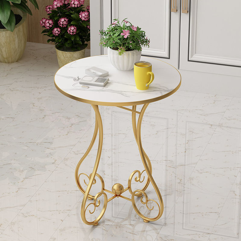 Nordic Heart-Base Engineered Wood Metal Round Coffee Table