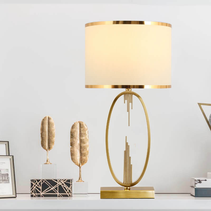 Mid-Century Square Metal Fabric Table Lamp