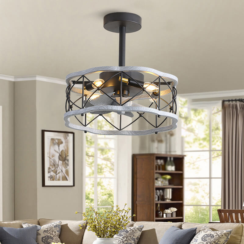Industrial Minimalist Mount Ceiling Fan Light