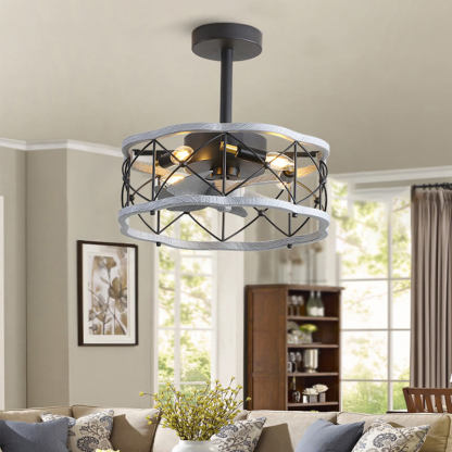 Industrial Minimalist Mount Ceiling Fan Light