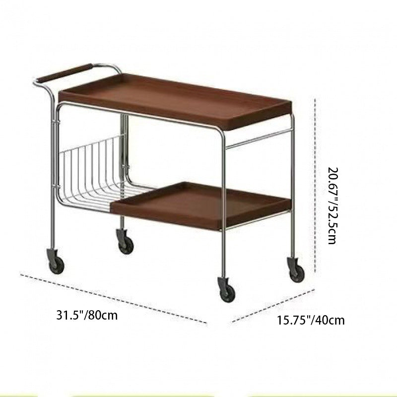 Vintage Removable Wood Metal 2-Tier End Table
