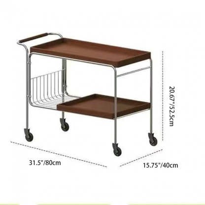 Vintage Removable Wood Metal 2-Tier End Table