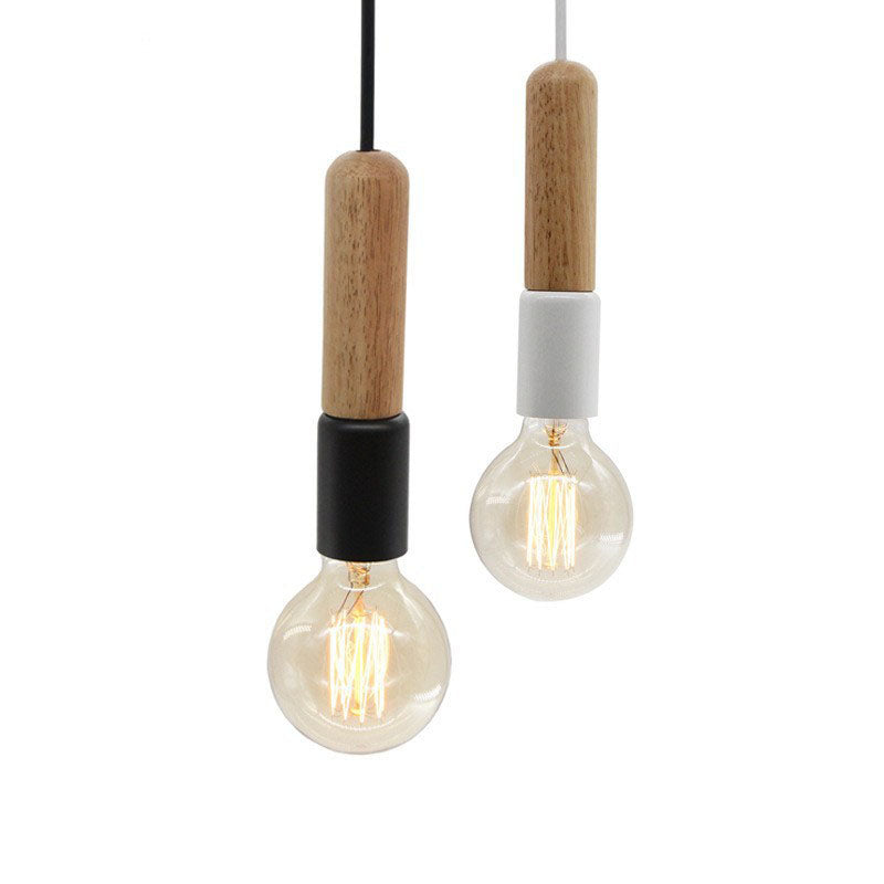 Nordic Minimalist Solid Wood Cylinder Pendant Light
