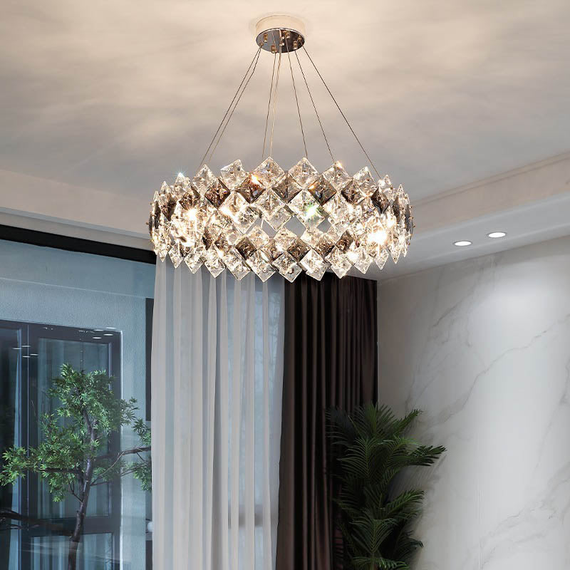 Crystal Diamond Circle Plated Chandelier