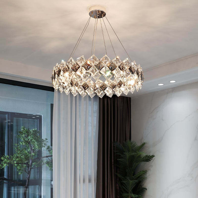 Crystal Diamond Circle Plated Chandelier