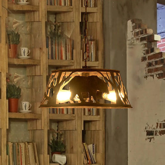 Vintage Trapezoid Animal Iron Pendant Light