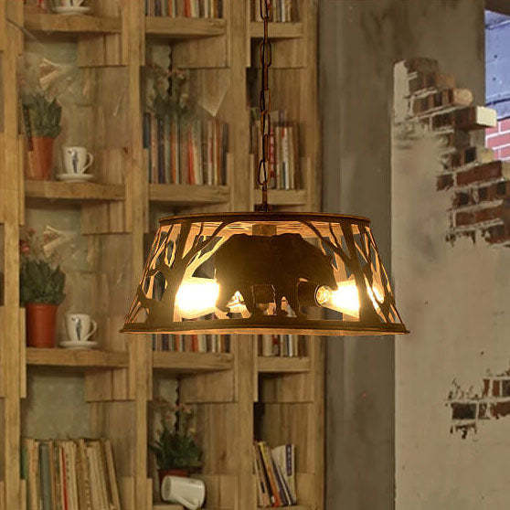 Vintage Trapezoid Animal Iron Pendant Light