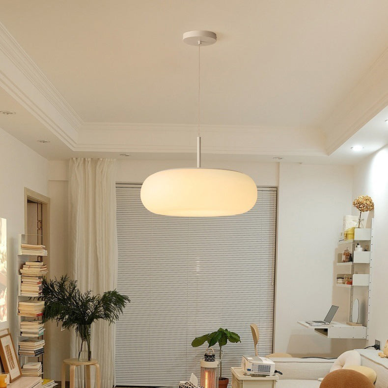 Minimalist oval white pendant lighting — 39.37" H x 7.87" Dia / Warm White (3000K) / 220V-240V (UK/AU)