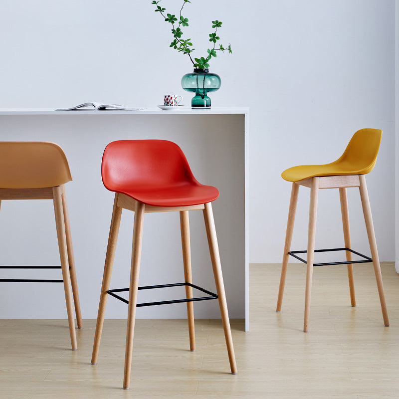 Nordic Wood Metal Bar Stool — Black