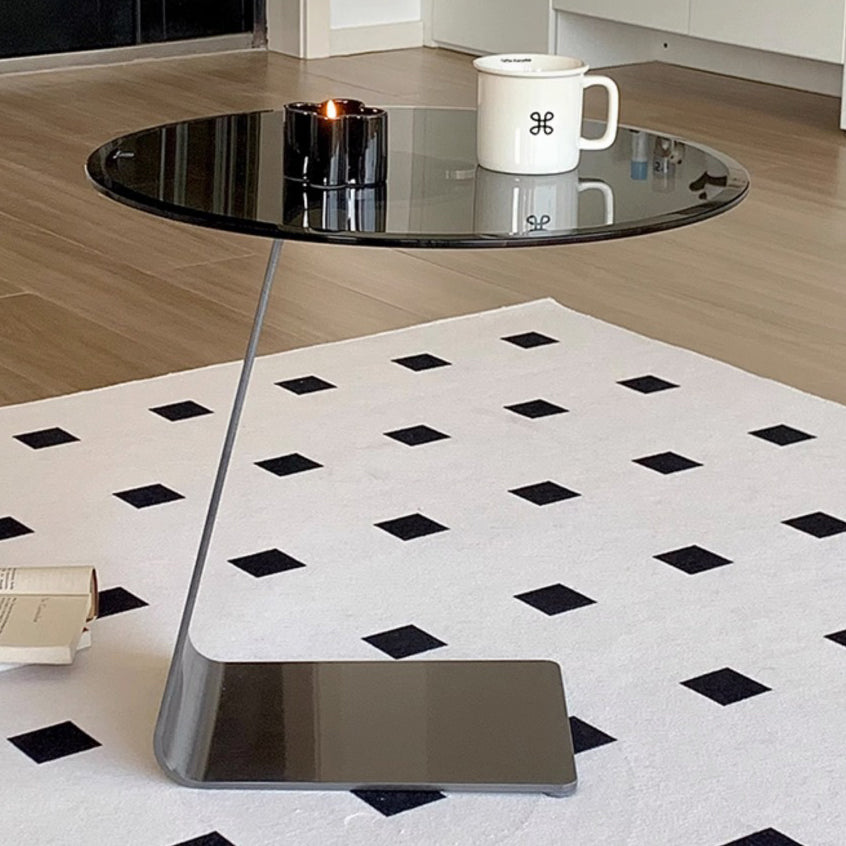 Modern Round Steel Glass Side Table