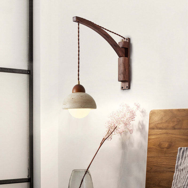Japanese Wabi-Sabi Solid Wood Glass Horn Sconce