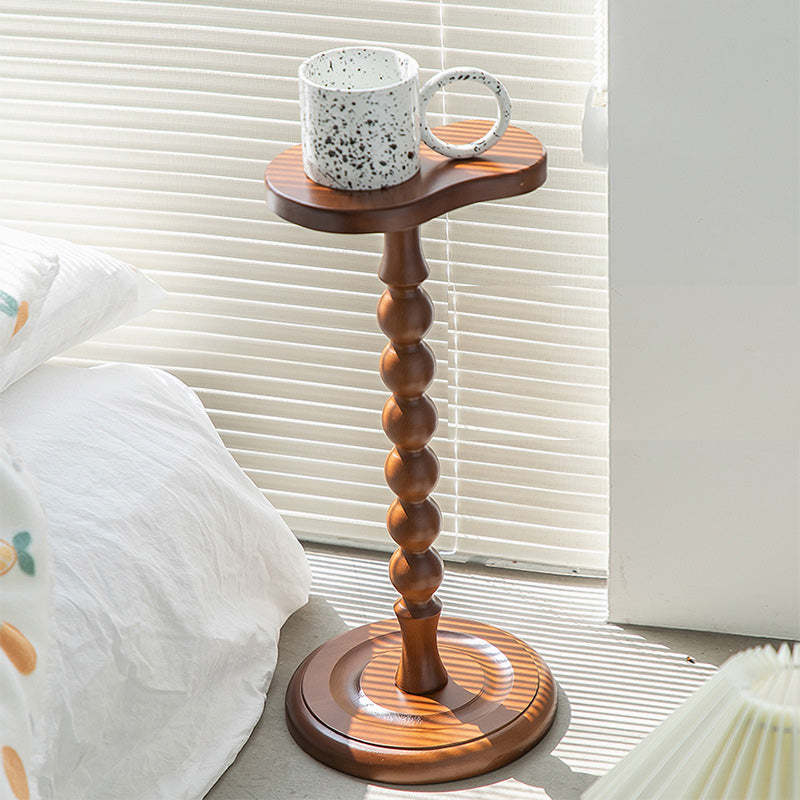 Vintage Orb Gourd Wood Side Table — Cherry Wood Color